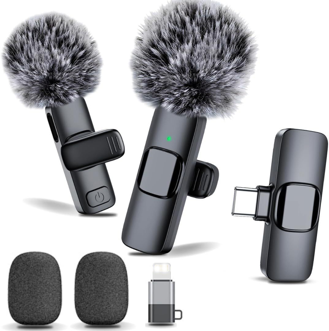 Wireless Lavalier Microphone 2-Pack for Live Streaming & Content Creation
