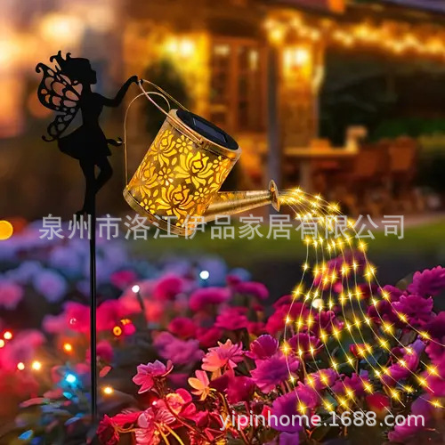 Solar Watering Can LED Light - Waterproof Garden Pathway Lantern with Twinkle Strands