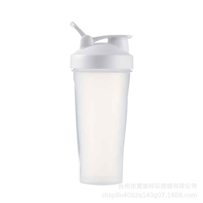 600ML Portable Fitness Shaker Bottle with Handle - Protein Mixer Cup
