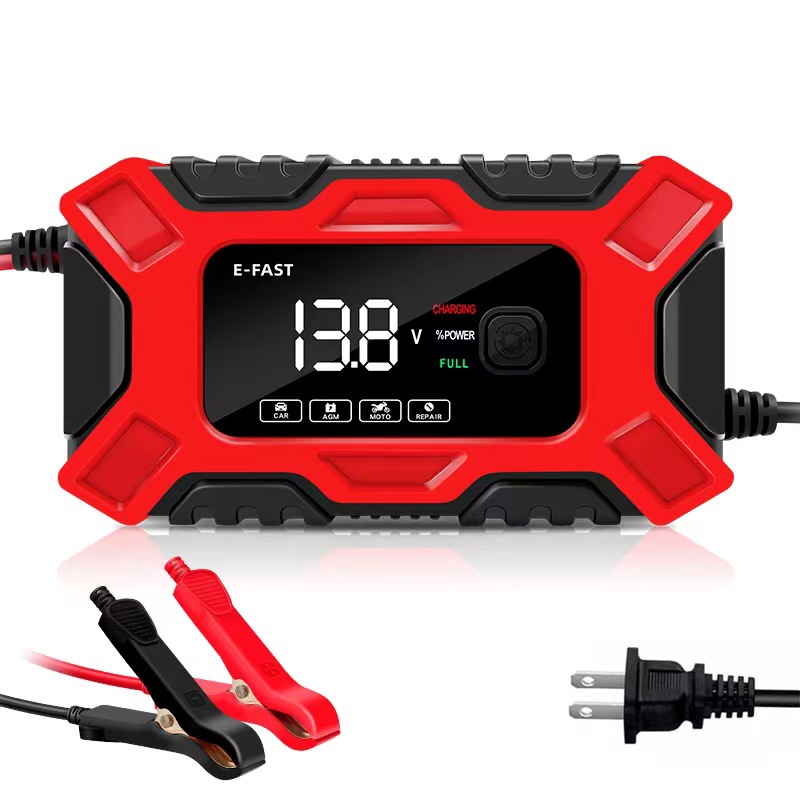Smart Fast Battery Charger for Car & Motorcycle – 12V Auto Maintainer with LED Display