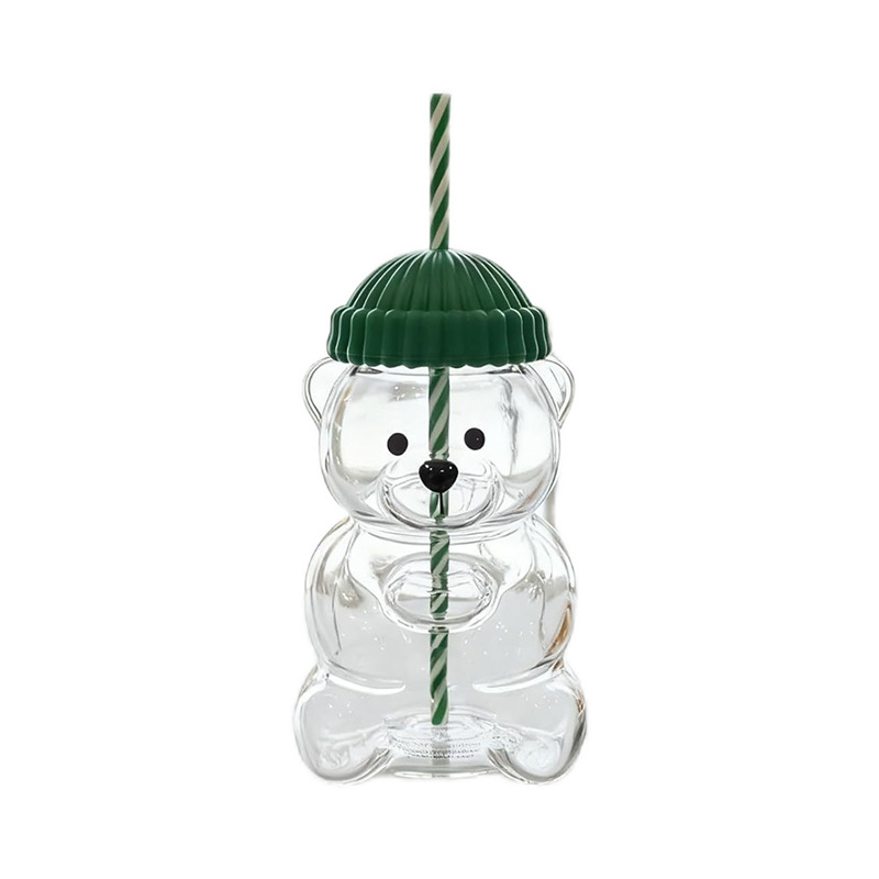 Bear glass coffee cup – limited edition insulated glass mug for hot & iced drinks