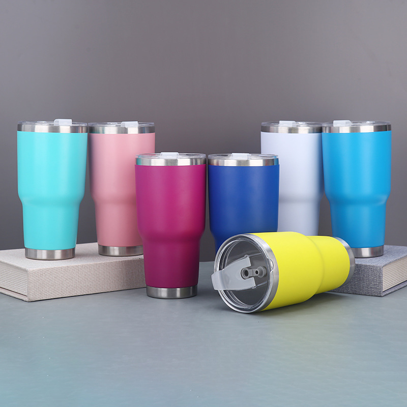 30oz Stainless Steel Car Tumbler with Straw, Insulated Travel Cup